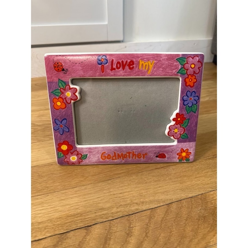 Russ Skribbles I Love My Godmother Ceramic Photo Frame 4x6 Multicolor